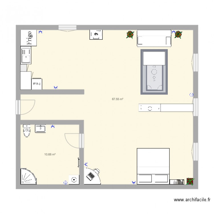 Appartement 70m2. Plan de 0 pièce et 0 m2