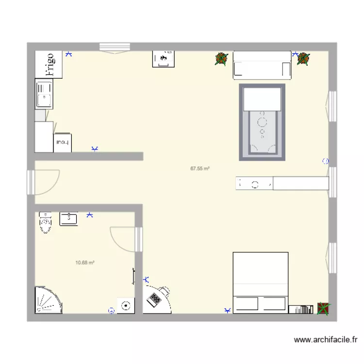 Appartement 70m2. Plan de 