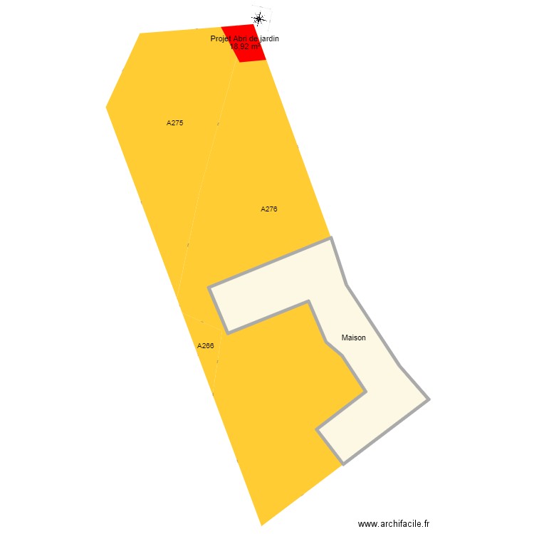 Déclaration abri de jardin. Plan de 1 pièce et 259 m2