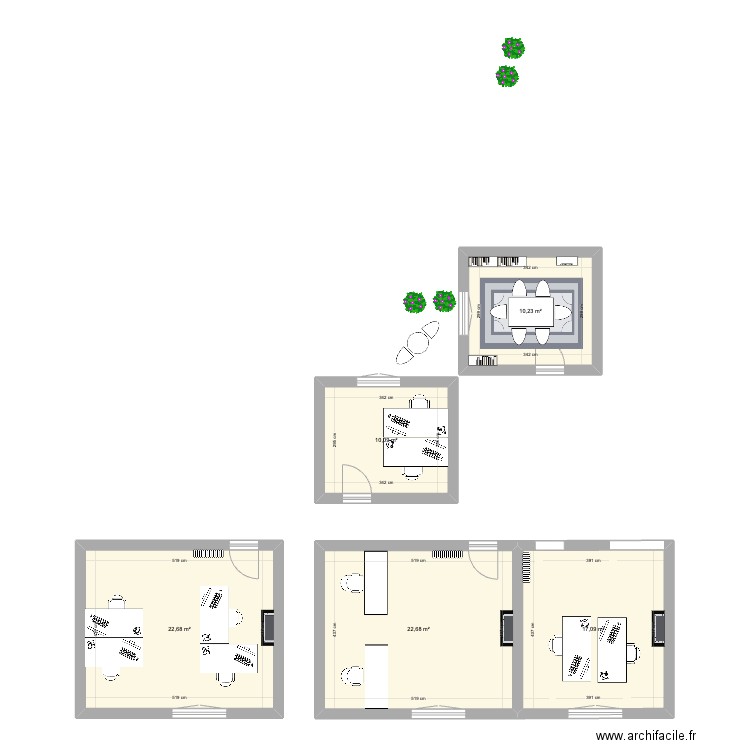 vieuxcours. Plan de 5 pièces et 83 m2