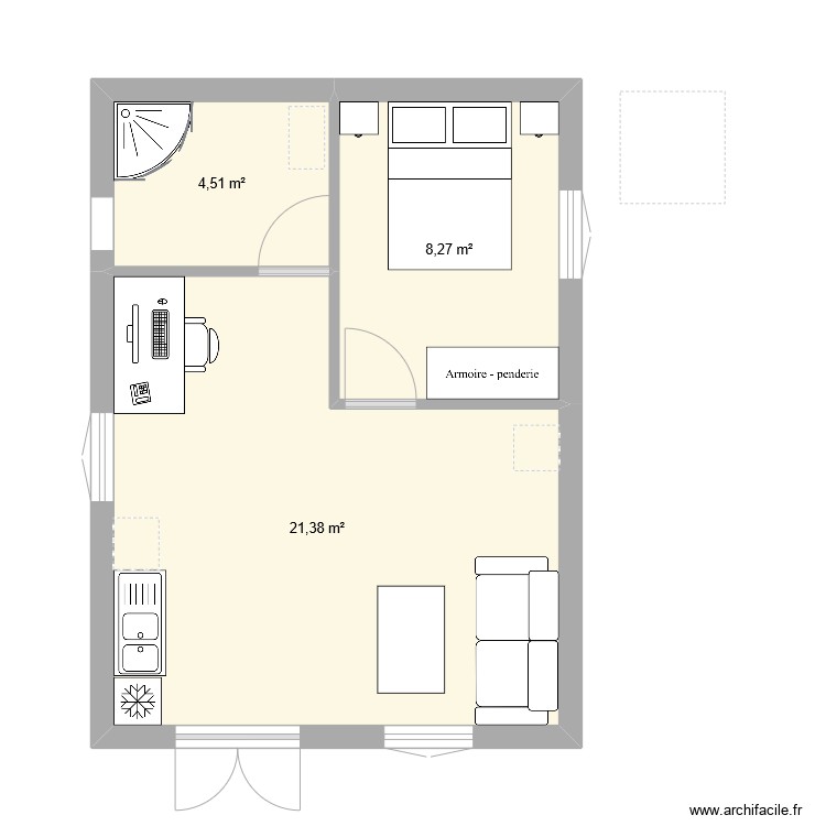 Plan 35m2 - Plan dessiné par Isgard