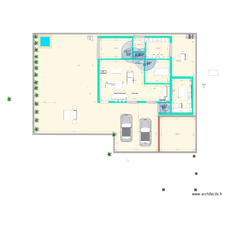 forma cuadrada. Plan de 10 pièces et 502 m2