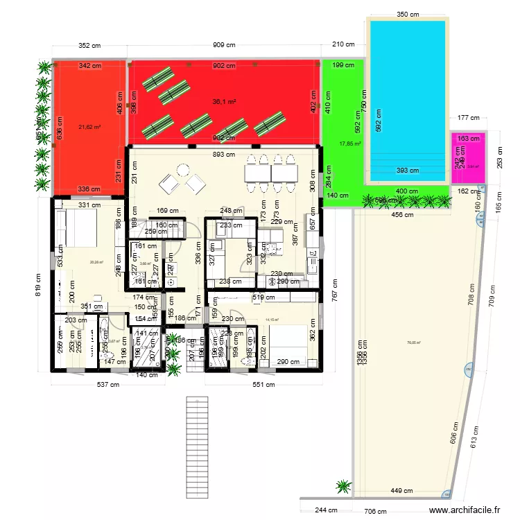Villa Filao marc final piscine cote. Plan de 13 et 266 m² Villa Filao marc final piscine cote. Plan de 13 et 266 m²