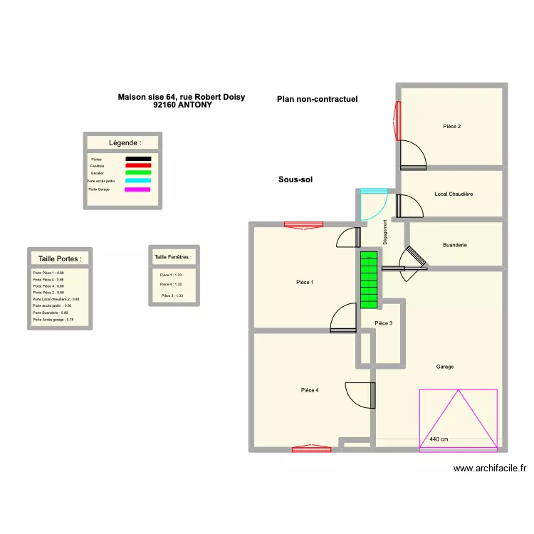 DELAUNE SOUS-SOL sans les  mesure . Plan de 