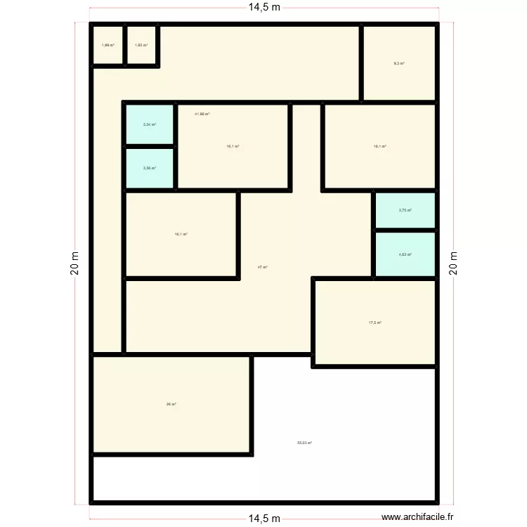Fatou Sall RDC. Plan de 15  et 264 m²