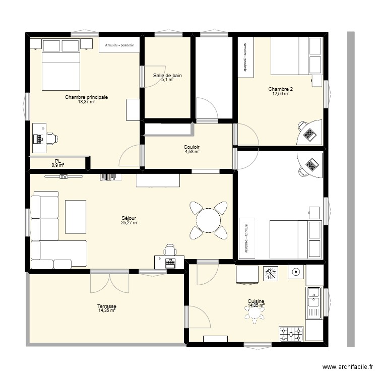 Ma case 2. Plan de 8 pièces et 95 m2