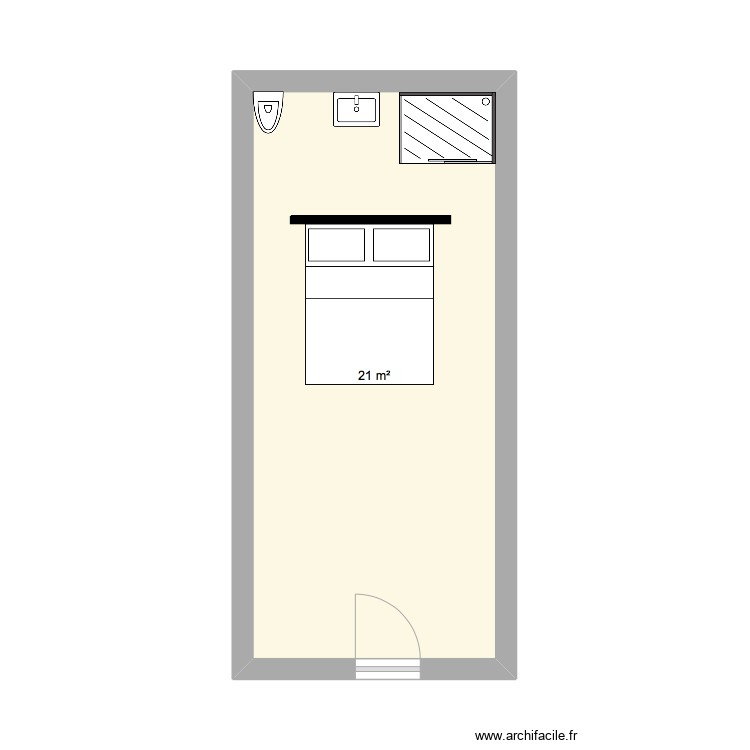 chambre - Plan 1 pièce 21 m2 dessiné par titi47210