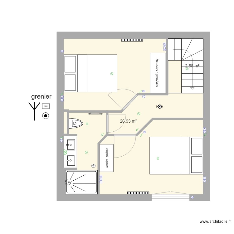 plan electricité étage logement 1. Plan de 0 pièce et 0 m2