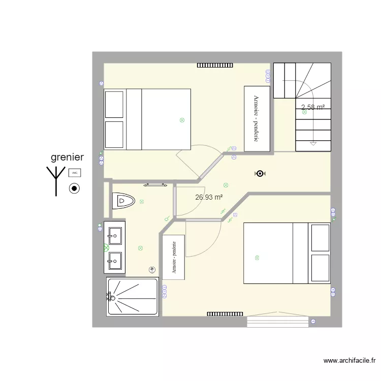 plan electricit&eacute; &eacute;tage logement 1. Plan de 