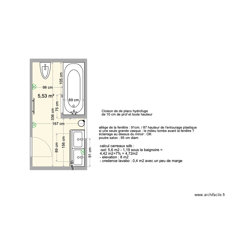 Plan sdb Itxassou / New layout 3. Plan de 0 pièce et 0 m2