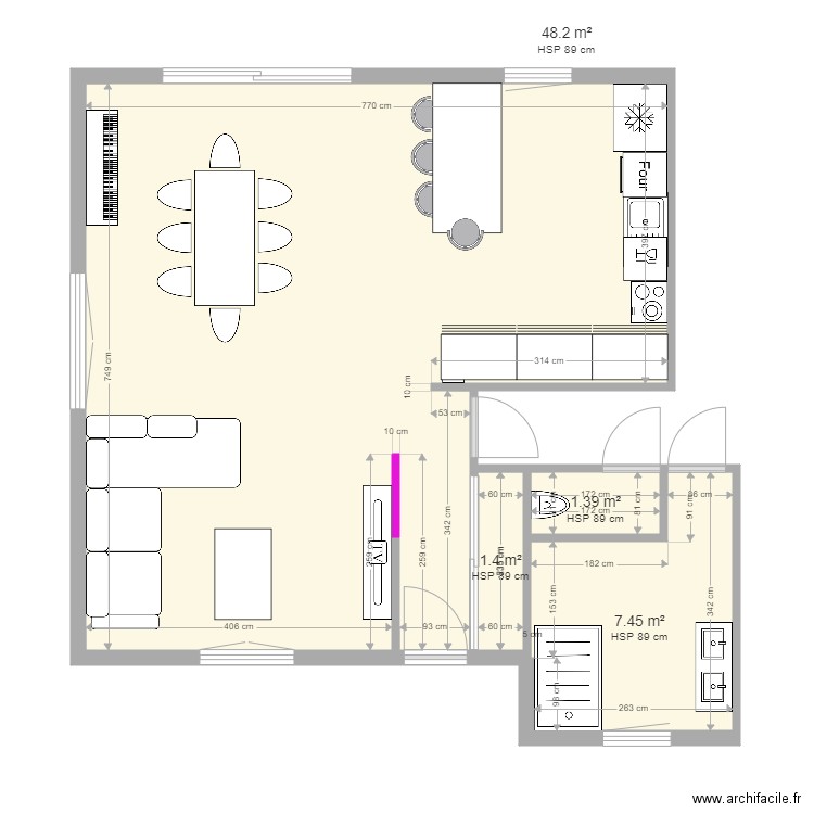 LEGOFF projet. Plan de 4 pièces et 58 m2