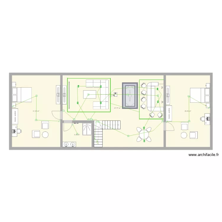 Plan supperposition meuble eclairage Maison Brian. Plan de 