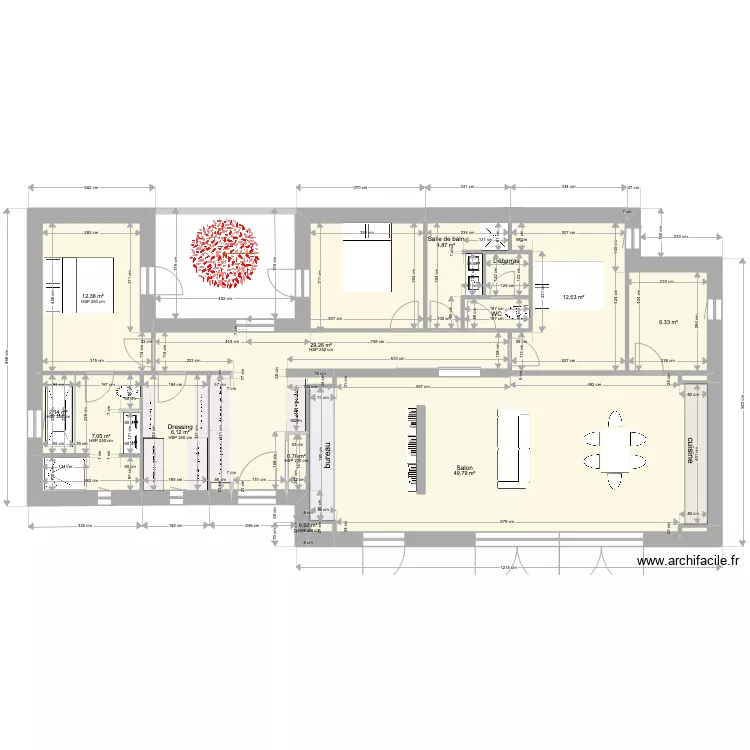 PLAN4B-21JUIN-WC ET PASSAGE  -sans ouverture NORD-1 juin -134m2. Plan de 