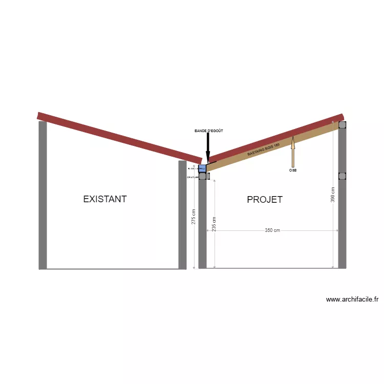 durain coupe. Plan de 
