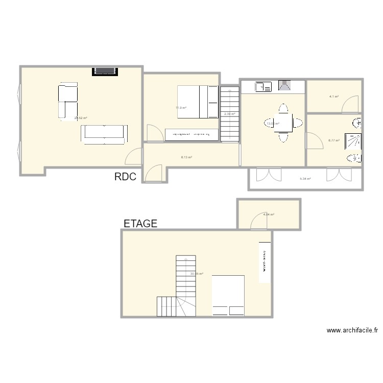 PLAN F3 DUPLEX COURS NAPOLEON NON CONTRACTUEL. Plan de 0 pièce et 0 m2