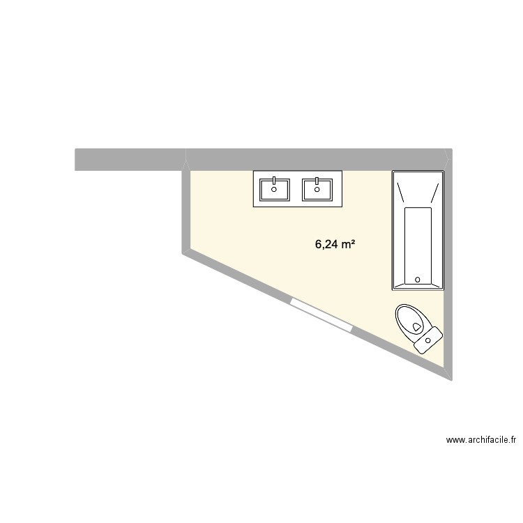 Alex SDB. Plan de 1 pièce et 6 m2