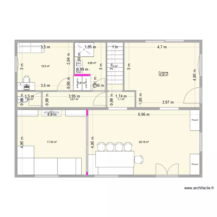 ETAGE Version d&eacute;finitive. Plan de 10  et 90 m²