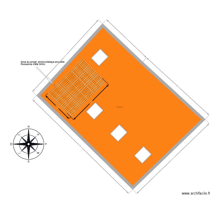 DP 6 Projet Photovoltaique 3KWc Encastre. Plan de 1 pièce et 135 m2