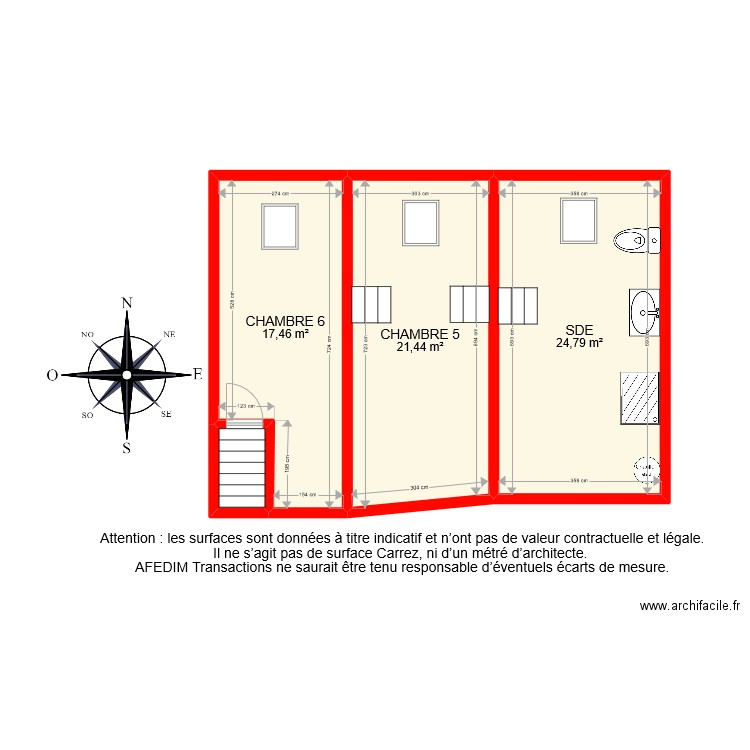 BI 9228 ETAGE ANNEXE PASCAL. Plan de 4 pièces et 65 m2