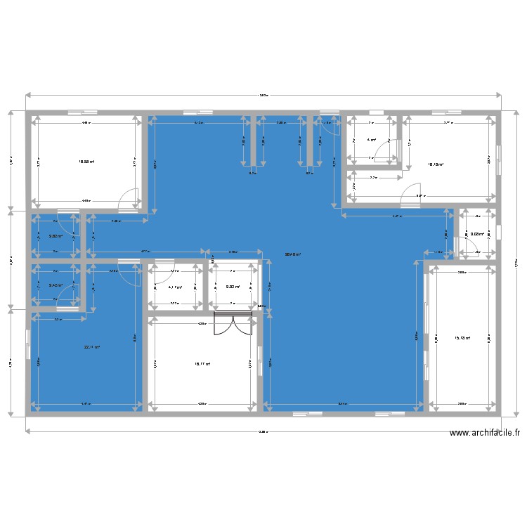 essai1. Plan de 12 pièces et 206 m2