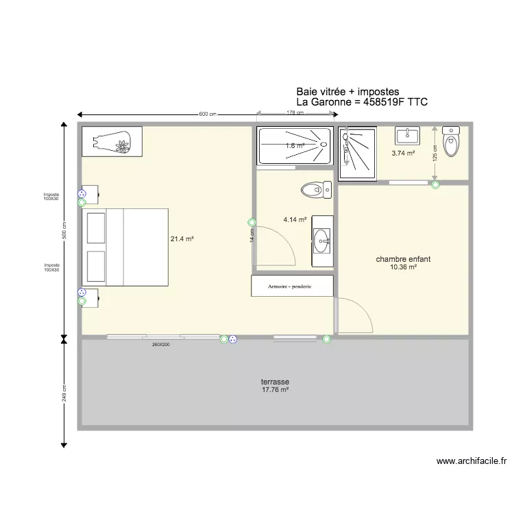BUNGALOW CHAMBRE 3. Plan de BUNGALOW CHAMBRE 3. Plan de
