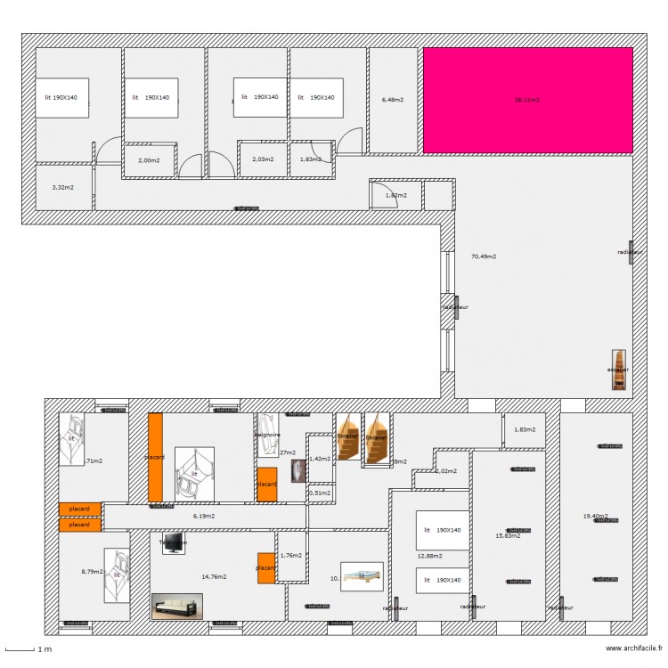 2 ème etage refait. Plan de 0 pièce et 0 m2