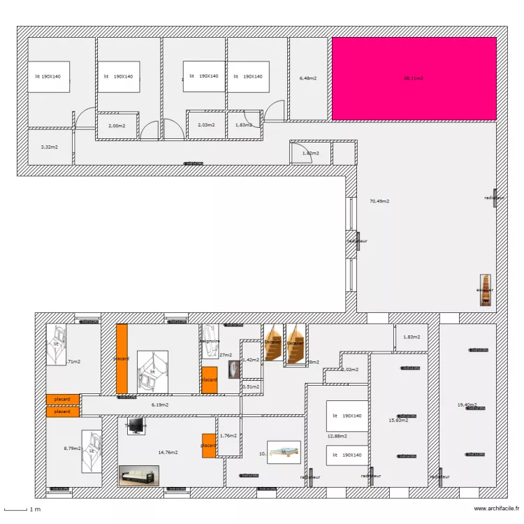 2 &egrave;me etage refait. Plan de 