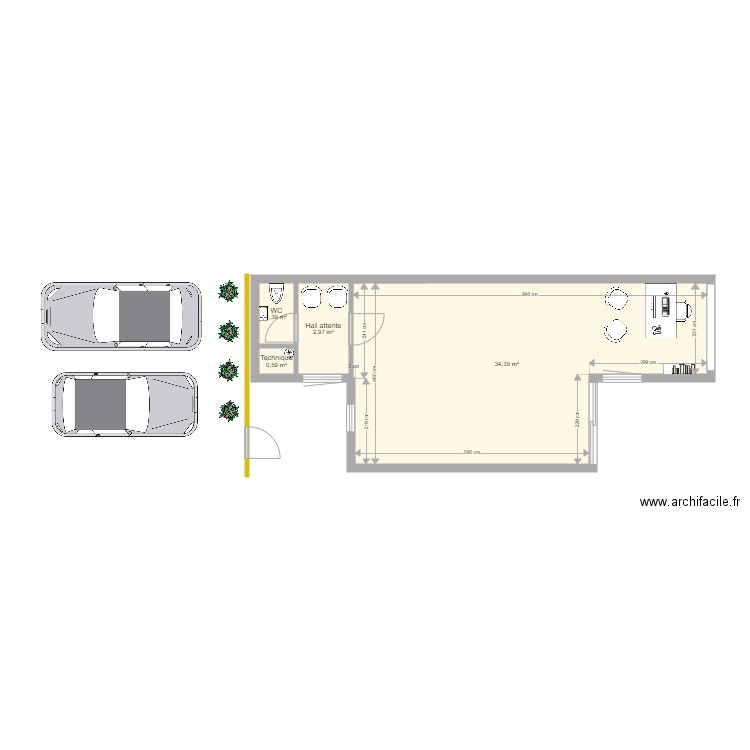 Wilmart. Plan de 4 pièces et 39 m2