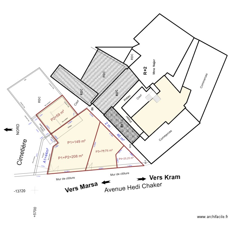 Cadastre el Heni 03. Plan de 17 pièces et 1057 m2