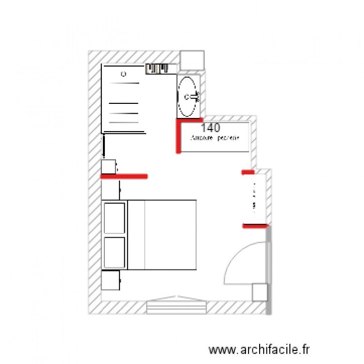 Chambre F3 option 1. Plan de 0 pièce et 0 m2