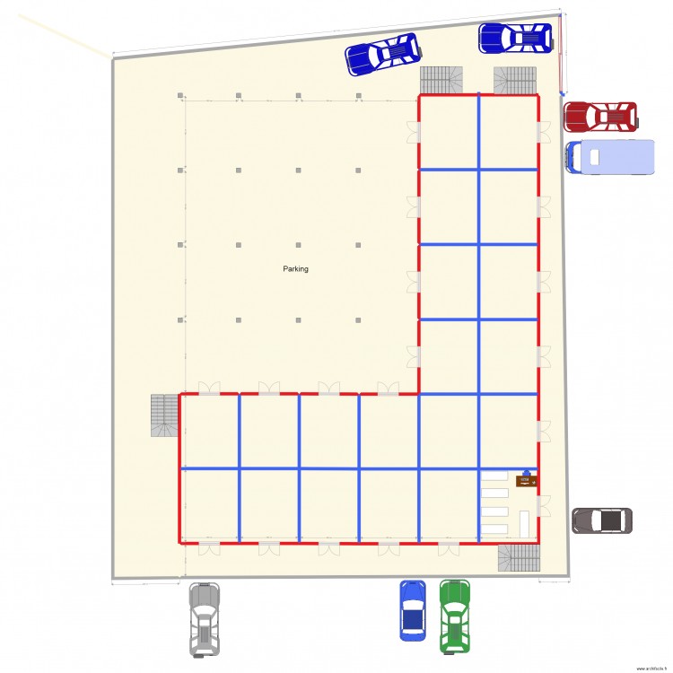 New ground. Plan de 38 pièces et 1000 m2