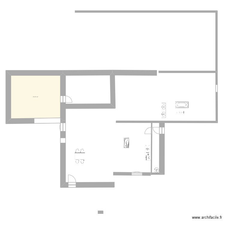 ferme de damien. Plan de 1 pièce et 31 m2
