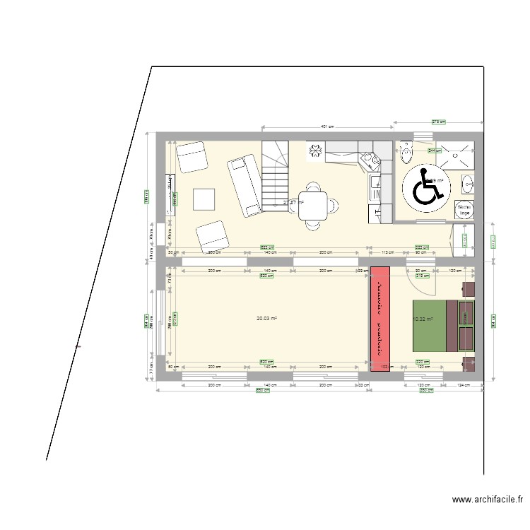 40 m2 étage gde extension. Plan de 0 pièce et 0 m2