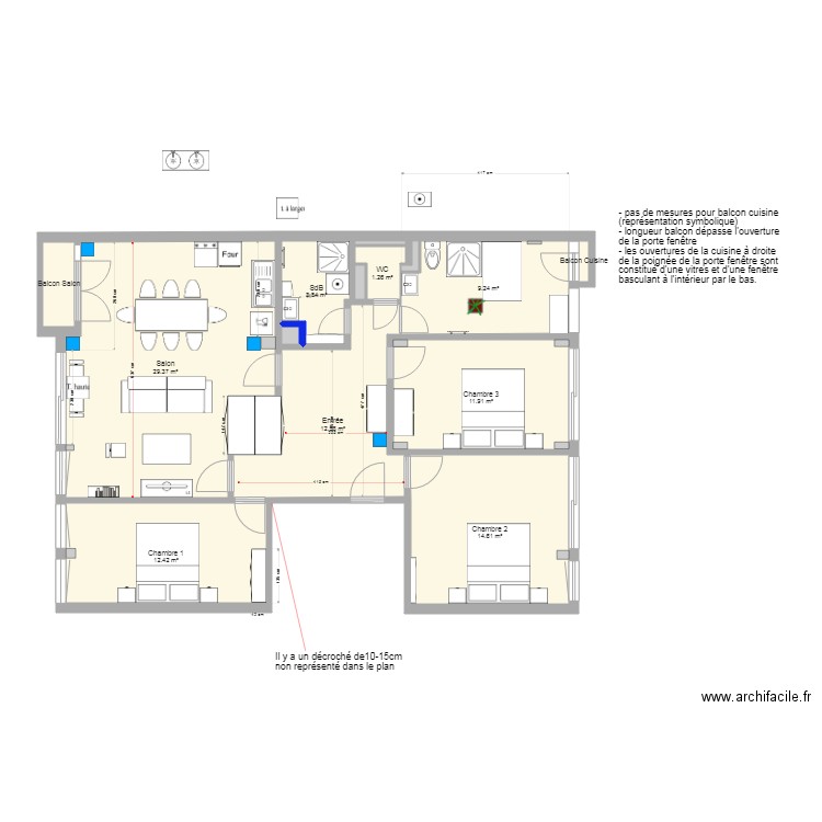 Place Baille mobilier SdB SRA 1 hublot. Plan de 0 pièce et 0 m2