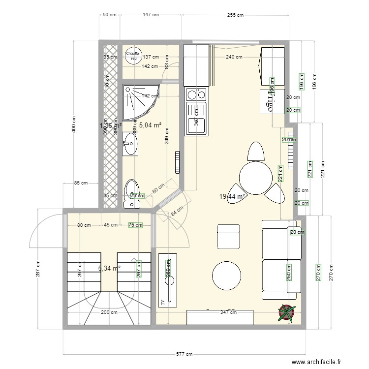 SCI BAUX. Plan de 4 pièces et 31 m2