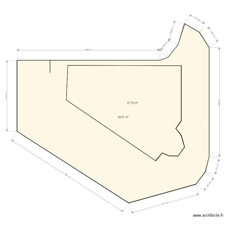 Pary Bages. Plan de 2 pièces et 108 m2