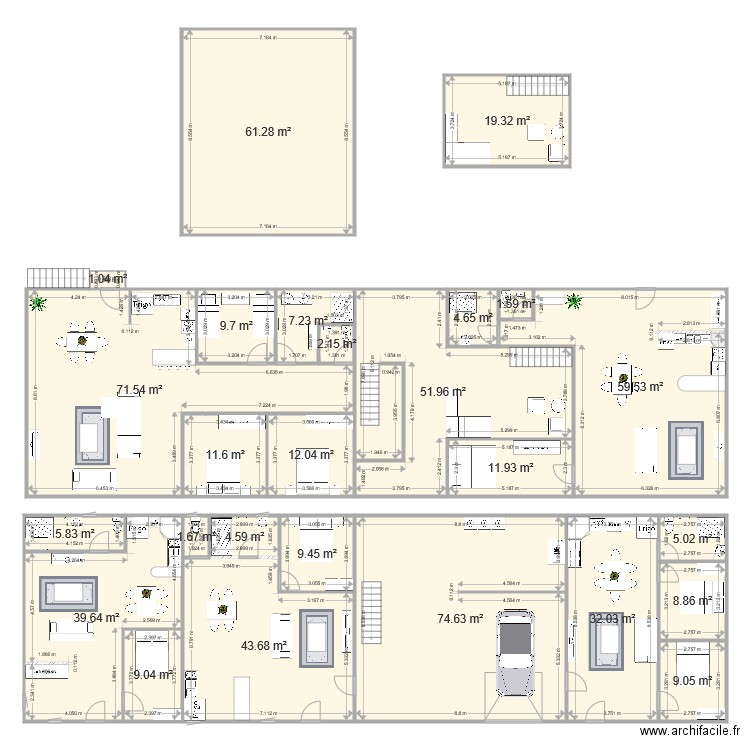 RDC appartements 1 et 2 v2. Plan de 0 pièce et 0 m2