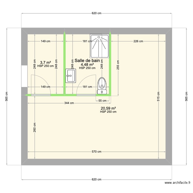 SALLE DE BAIN MORDELLE - LOT 3. Plan de 3 pièces et 29 m2