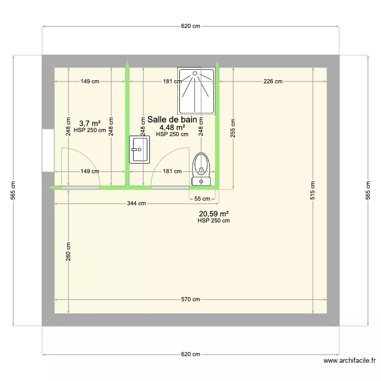 SALLE DE BAIN MORDELLE - LOT 3. Plan de SALLE DE BAIN MORDELLE - LOT 3. Plan de