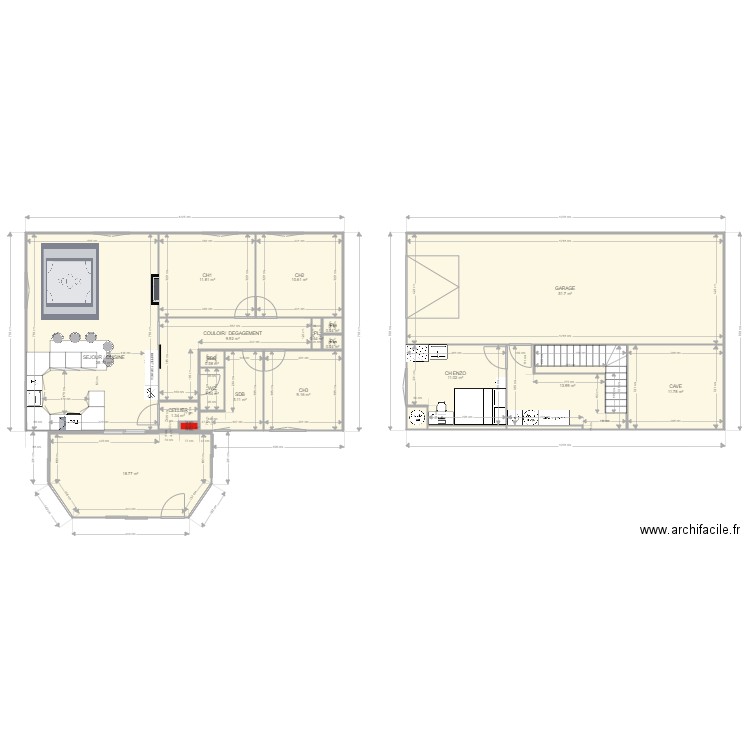 maison après et sous sol. Plan de 0 pièce et 0 m2