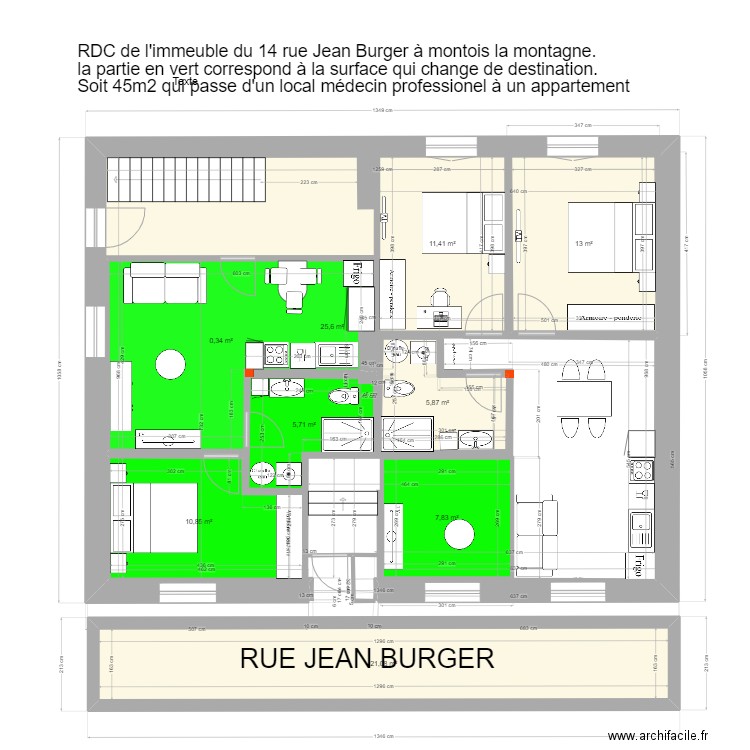 PLAN RDC POUR DECLARATION TRAVAUX. Plan de 9 pièces et 183 m2