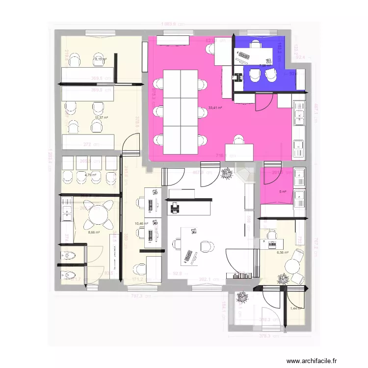 local am&eacute;nag&eacute; V2. Plan de 