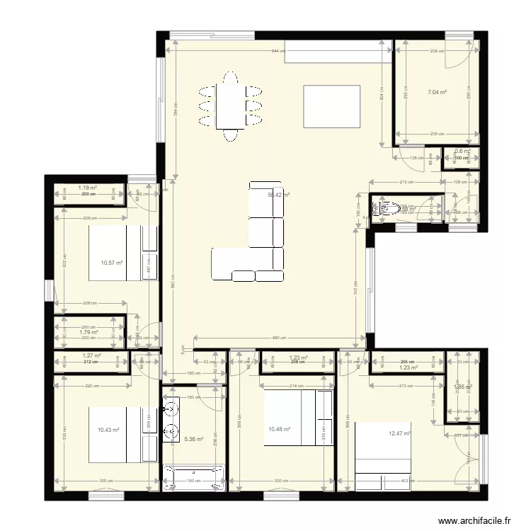 plan en L. Plan de 