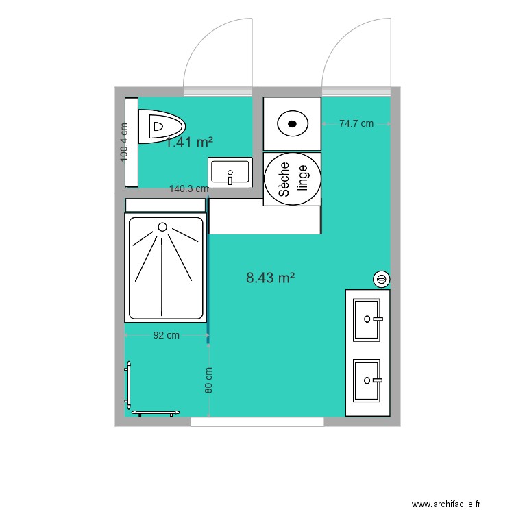 Salle de bain Benoit V2. Plan de 0 pièce et 0 m2