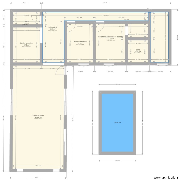 maison v1. Plan de 8 pièces et 125 m2