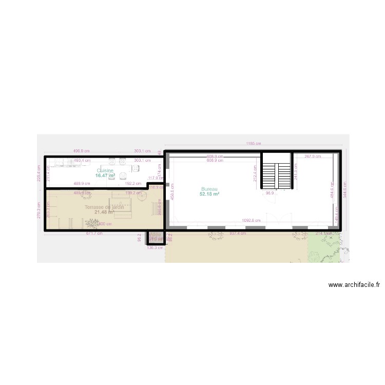 46335 - croquis RDC. Plan de 4 pièces et 25 m2