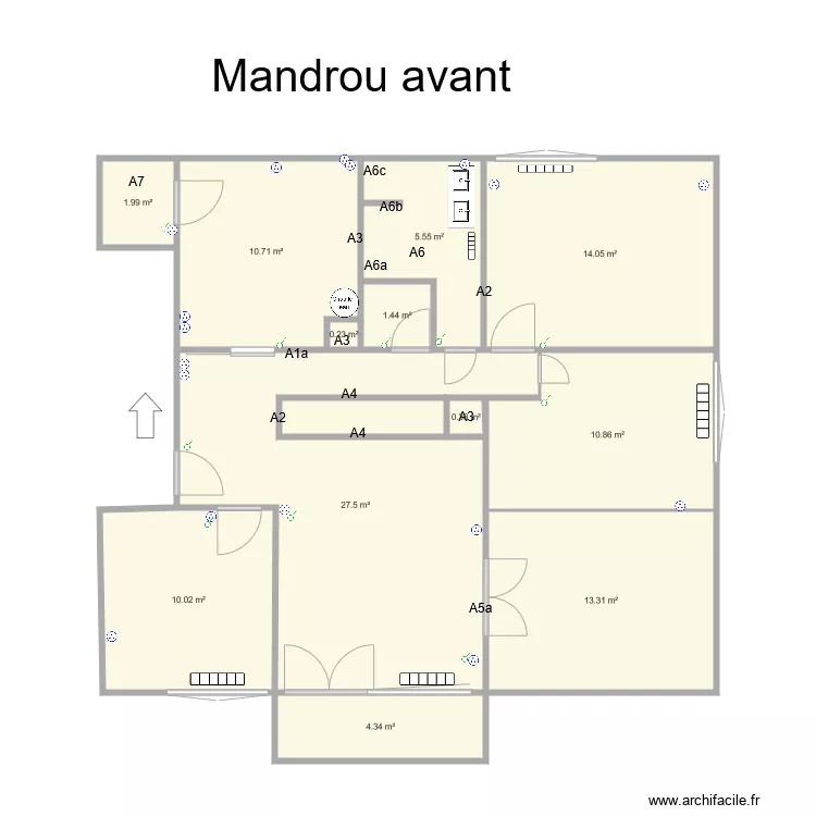 Castelneau Mandrou avant murs &eacute;gaux. Plan de 