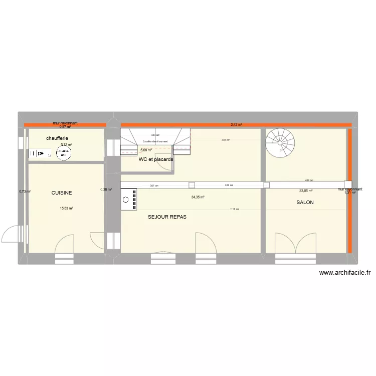 MAISON DE FAMILLE 2 appartements duplex 2x3ch. Plan de 