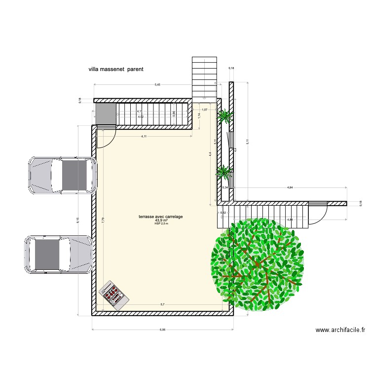 villa massenet  parent . Plan de 1 pièce et 44 m2