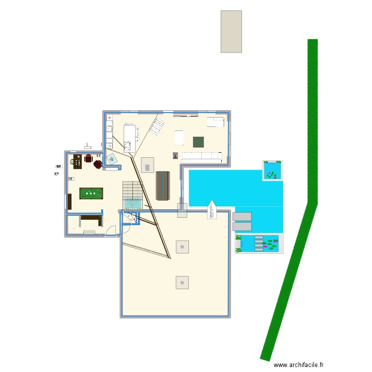 Maison Monti RDC. Plan de 12 pièces et 400 m2